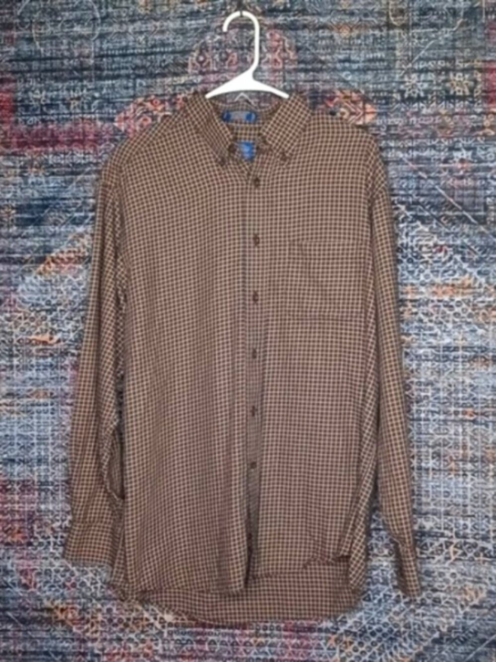 MINT Pendleton mens brown navy khaki Merino pima Canterbury Cloth shirt M MINT